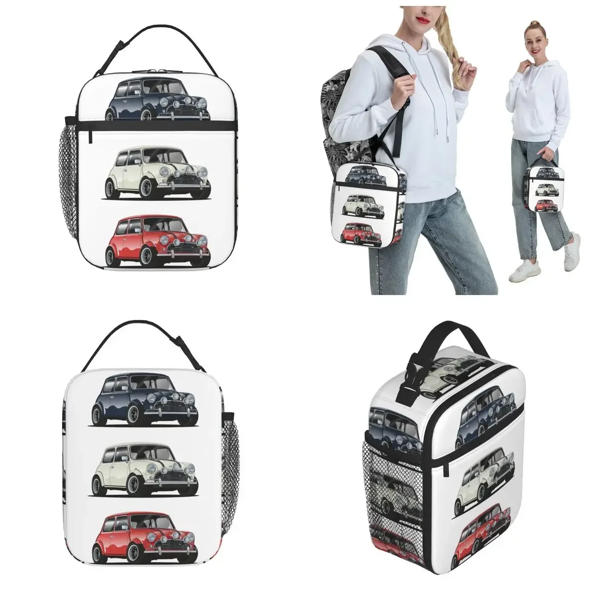 Mini Cooper Thermal Insulated Lunch Bags Travel Italian Trio Cars Reusable Bag for Lunch Thermal Cooler Food Box