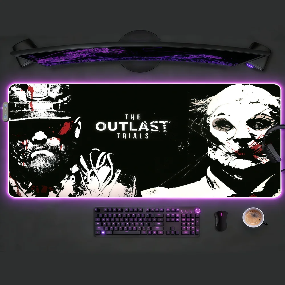 

The Outlast Trials Mouse Pad RGB LED Non-slip Desk Mat Rubber Gaming Accessories Large XXL Computer Office Keyboard Carpet