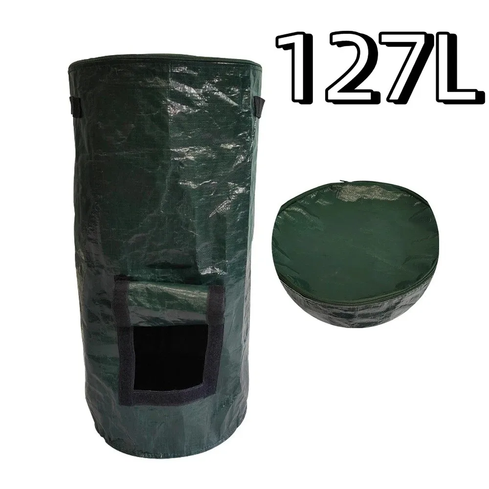

Wear Resist Compost Bin Bag Sealed Zippered Lid Yard Garbage Bag Reusable with Handles Leaf Lawn Bags Outdoor Compost