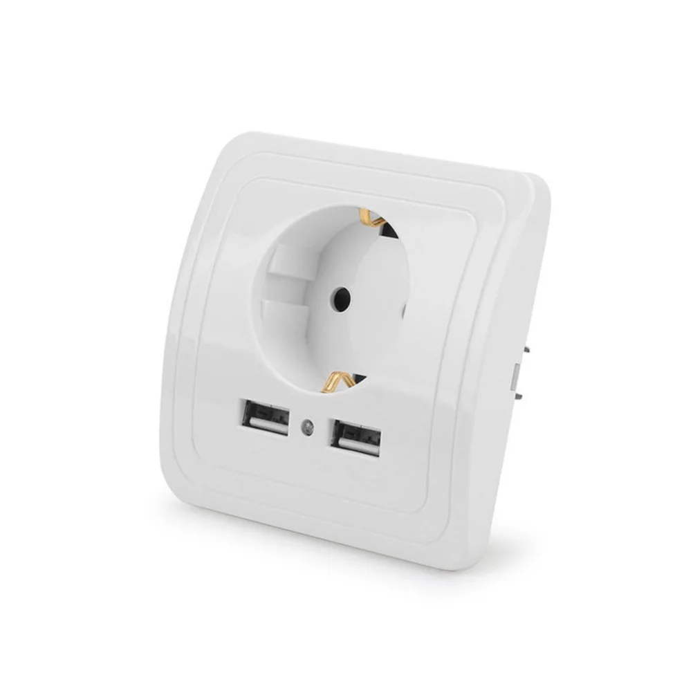 

Dual USB Outlet Wall Socket Plug Charging Center for Compatible Devices Safety Fire Resistant Material