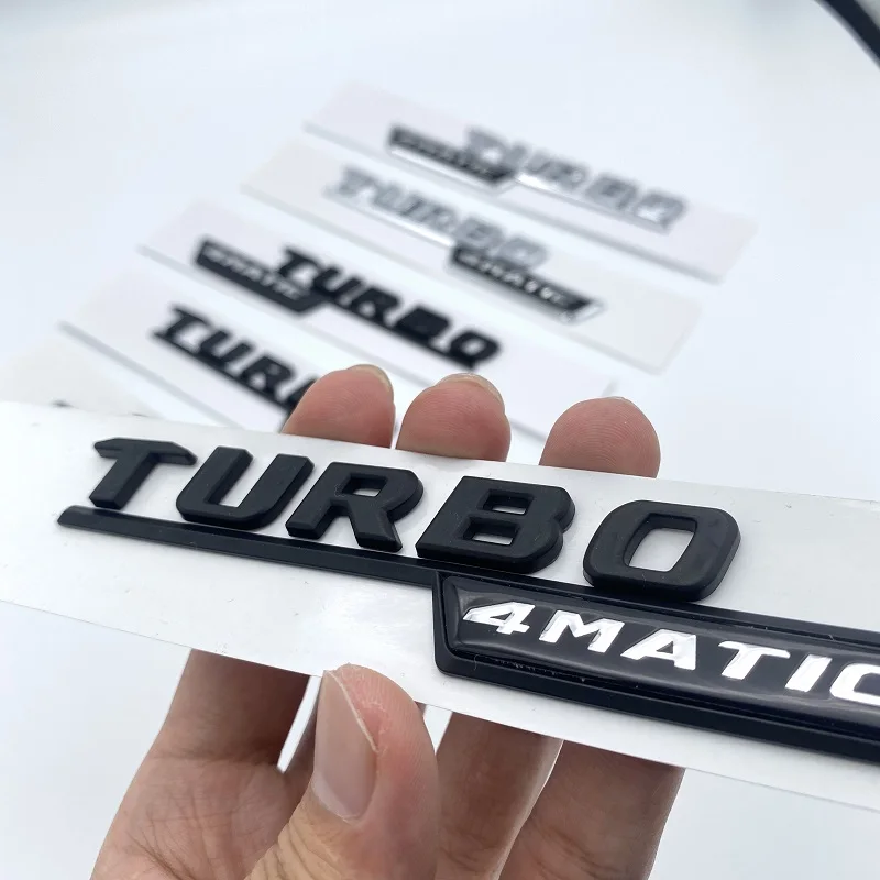 3D Flat Fo Turbo 4matic 4matic+ Plus Emblem for Mercedes Benz AMG GT E53 GLE53 A35 A45 CLA35 CLA45 GLA45 Car Fender Side Sticker