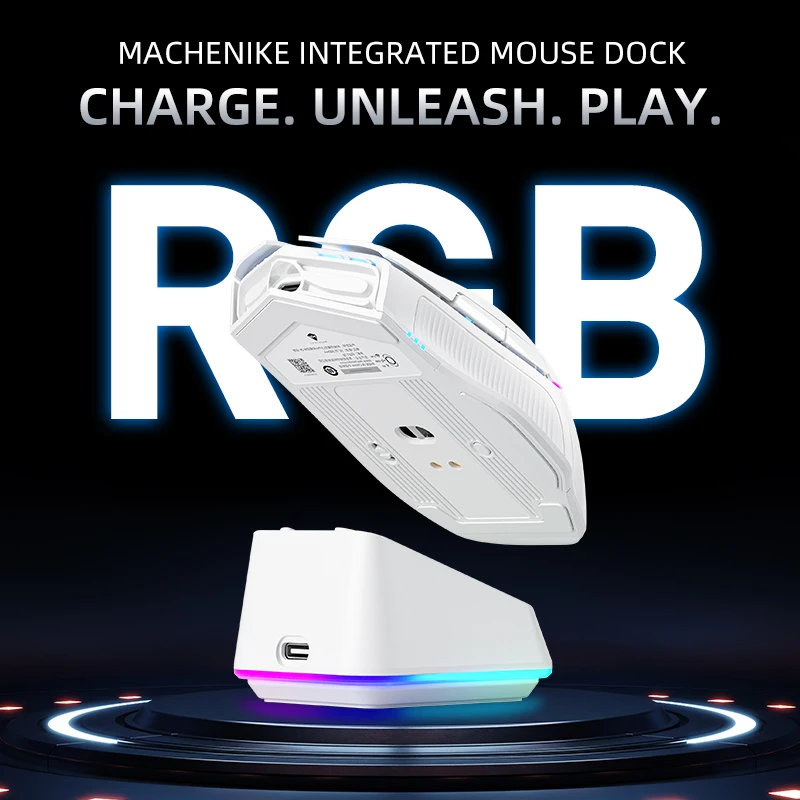 Mouse da gioco Wireless MACHENIKE L8Pro con Dock di ricarica PAW3395 sensore ottico Scroll regolabile 8K + 2K Polling RGB per giocatore