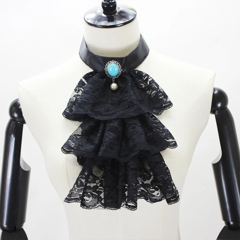 Ruffled Lace Retro Victorian Fake Collar Exotic Cosplay  Detachable False Choker Clubwear Renaissance Punk Collar Cuffs Sleeve