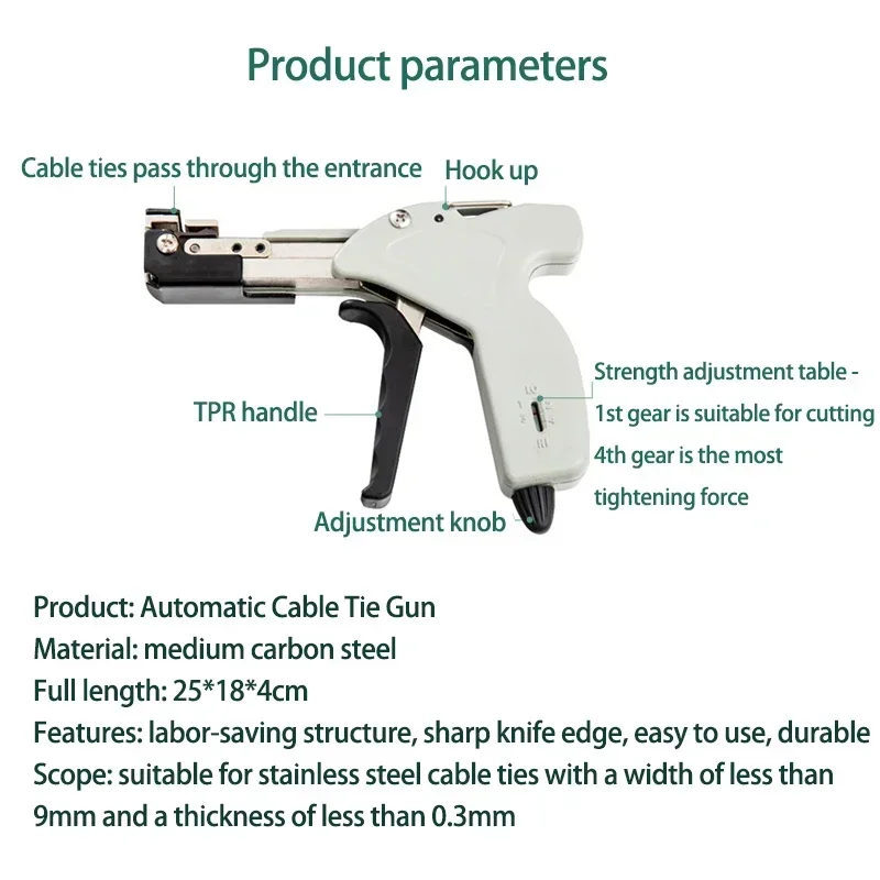 Cable Tie Pliers Tools Stainless Steel Tensioning Trigger Cutter Stainless Steel Zip Fastening Strap Hand Binding Tool Tie Tools