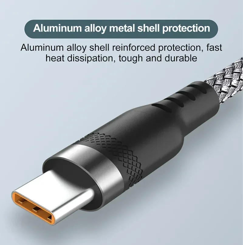 Extra Long 6A Quick Charge USB Type-C Extension Data Line Durable Thickened Wire Fast Charging for Xiaomi POCO iPhone VIVO USB-C