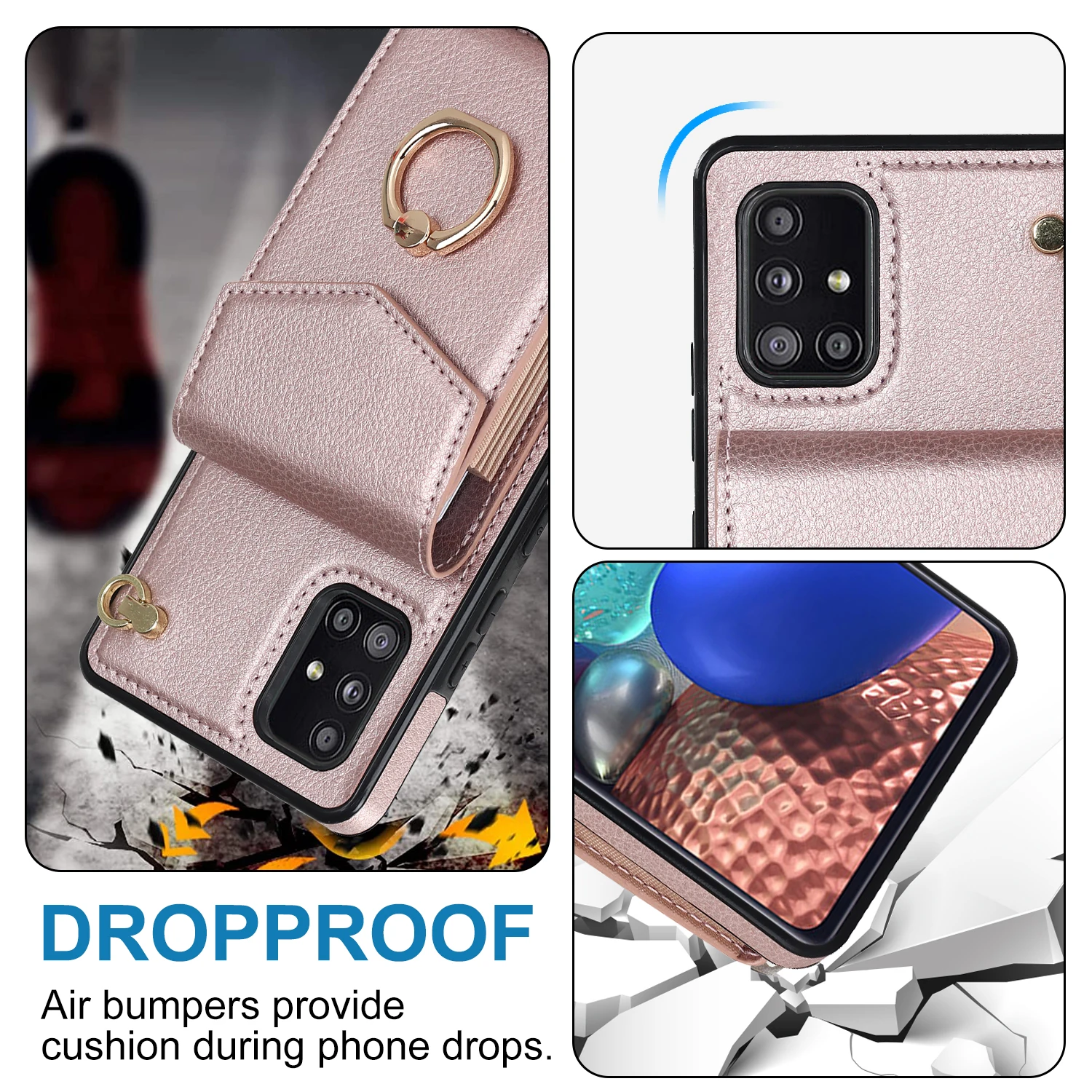 Leder Karte Pack Telefon Fall Für A82 A73 A72 A71 A70 A53 A52 A51 A50 A42 A33 A32 A22 A13 a12 5G Schutzhülle Hand seil Abdeckung