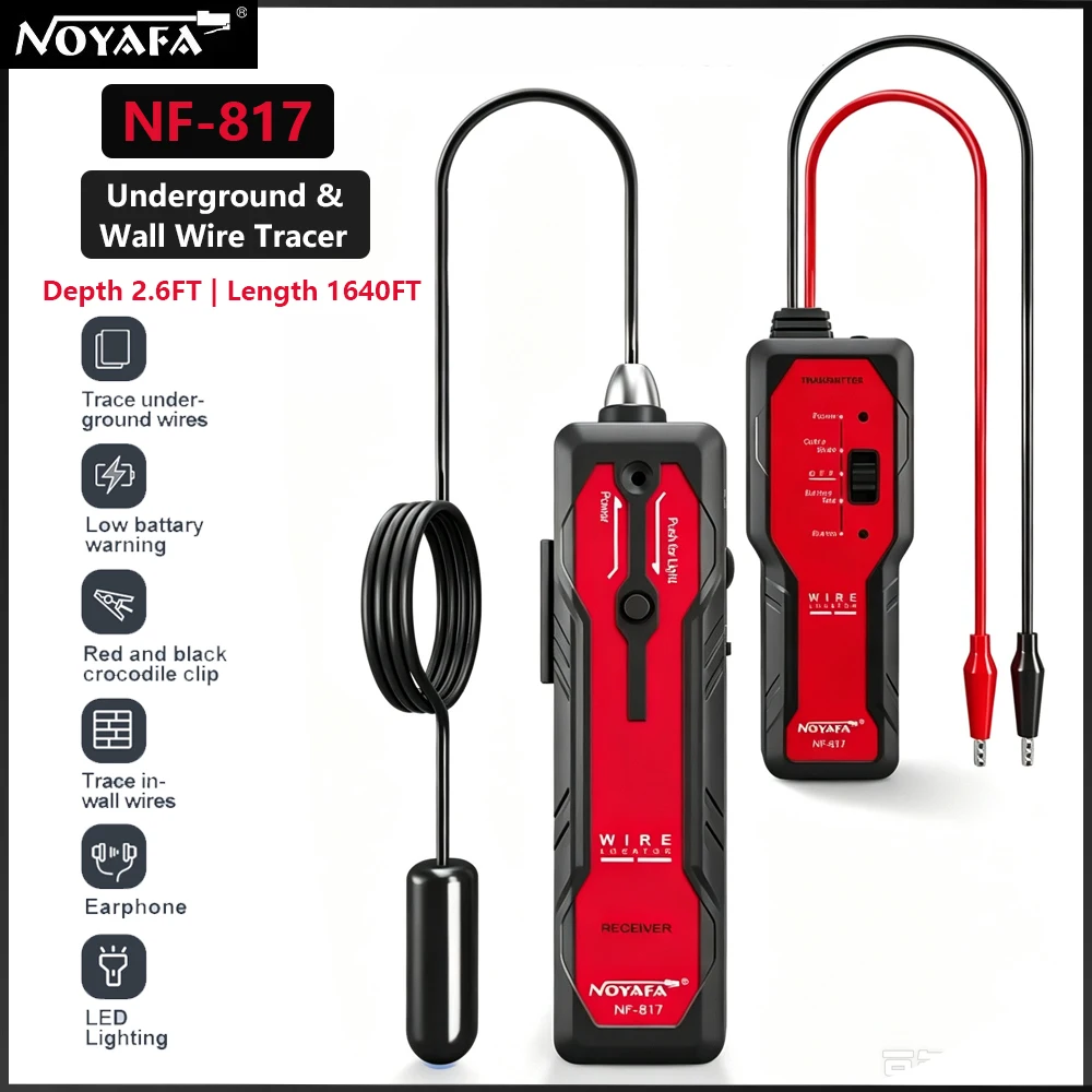 NOYAFA NF-817 Underground Wire Cable Tracer Finder Tracker Wall Floor Metal Pipe Line Circuit Locator Detector Tracker Tool