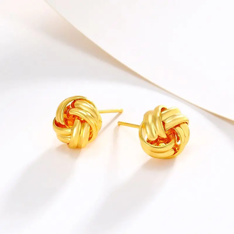 أسعار الجملة --- أقراط الكرة السحرية للنساء الأزياء والمجوهرات الذهب الخالص مطلي النيكل الحرة #4