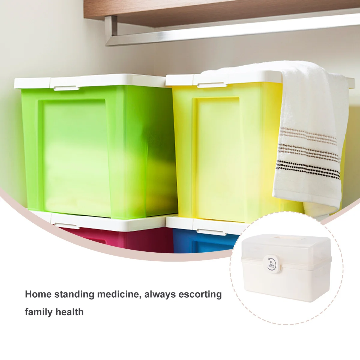 صندوق تخزين الأدوية البلاستيكي عالي الجودة منظم مقاوم للصدمات للأدوية وأدوات الإسعافات الأولية سهلة الحمل #5