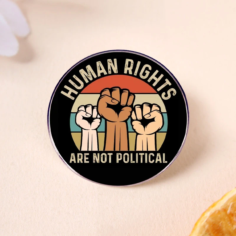Human Rights Brooch Human Rights Equality English Slogans Pin Metal Alloy Badge Clothes Bag Fashion Accessories