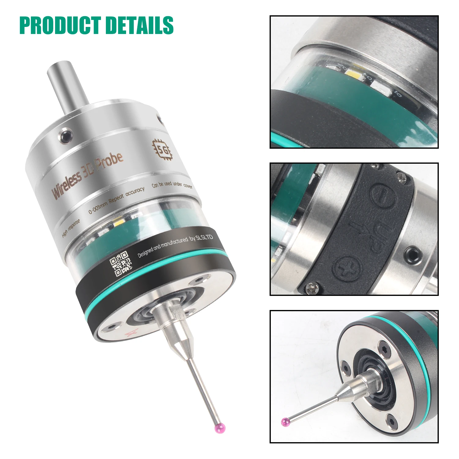 CNC Infrared Wireless Photoelectricity Probe 3D Edge Finder Repetitive Accuracy 0.001mm GP-800