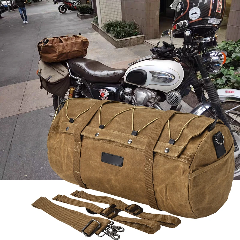 High Quality Oil Wax Canvas Cowhide Travel Tote Bag Vintage Waterproof Motorcycle Bag Causal Tools Men Handbags Messenger Bags