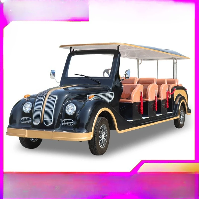 Electric retro classic car, travel connection, ferry real estate community viewing
