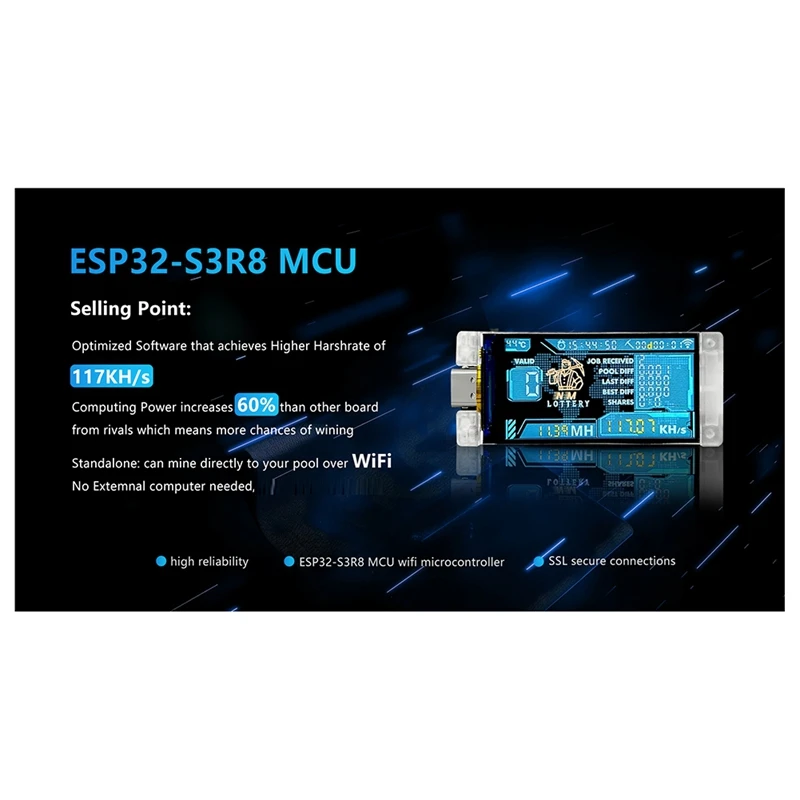 2 Set Nerd Miner V2 ESP32 Crypto Solo Lottery 117KH/S Master T190 Win BTC with Low Power Consumption WiFi Connection-A75P