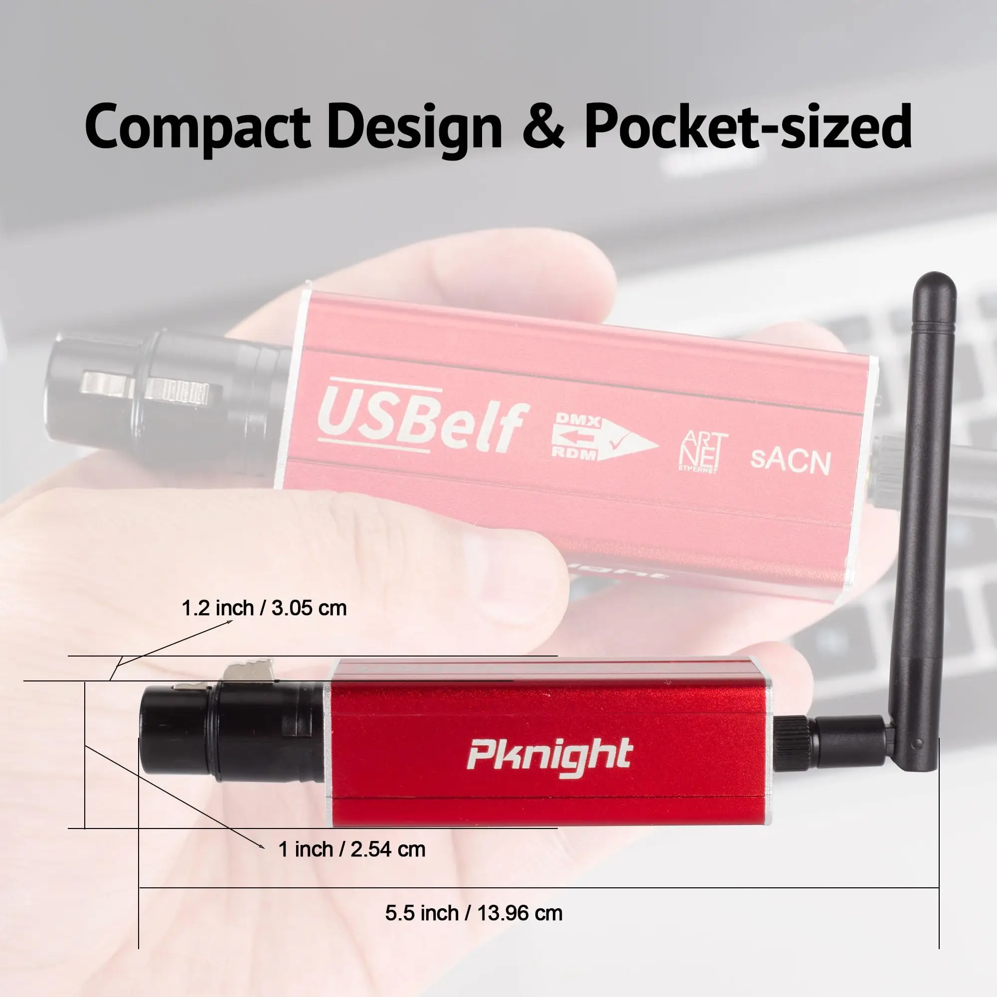 Pknight-Interface do controlador de iluminação, RDM ArtNet, DMX 512, um universo, USBelf, compacto