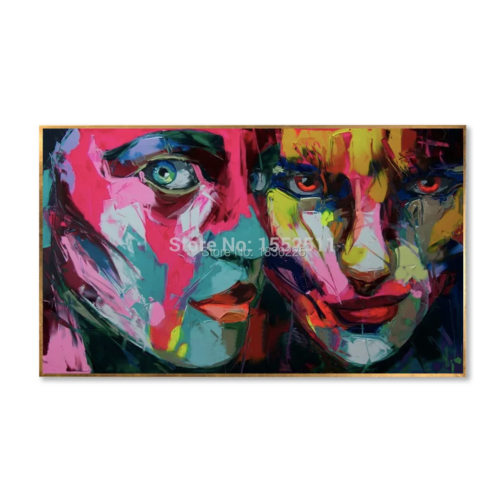 

Nielly Francoise pop art people face 100% handmade knife portrait oil painting on canvas office decoration large canvas art