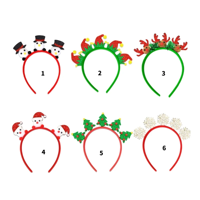 Christmas Theme Headband Festival Props 3D Santa/Snowman Hairhoop Seasonal Headwear Holiday Celebration Props Hairband