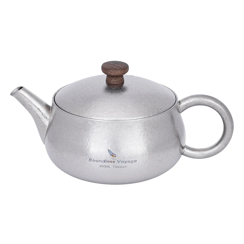

260ml Titanium Teapot with Filter, Durable Chinese Kung Fu Tea Set, Lightweight Travel Tea Pot with Wide Spout for Loose Leaf