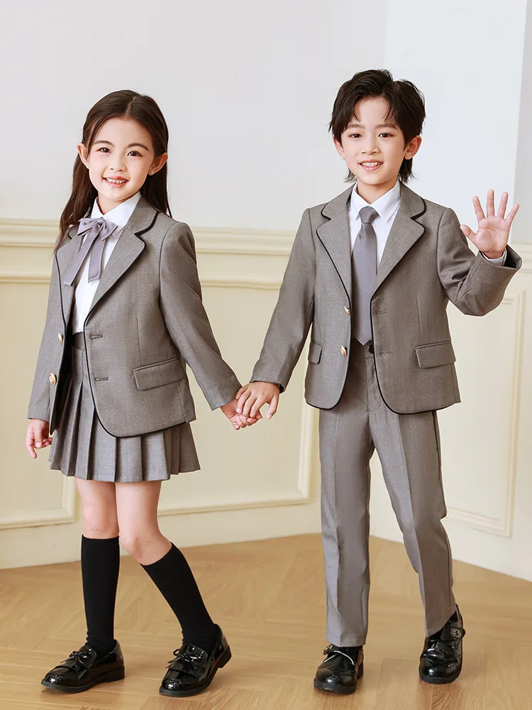 

Kids Blazers Pants School Uniform Girls Jacket Skirt Shirt Tie Suits Boys Formal Dress Tuxedo Clothes Sets Child Student Outfits