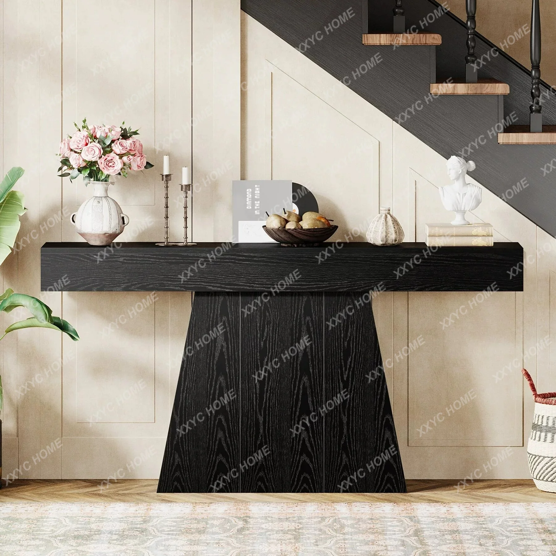 Mid Century Solid Wood Entryway Table Console Table for Living Room Hallway Side Table Cabinet