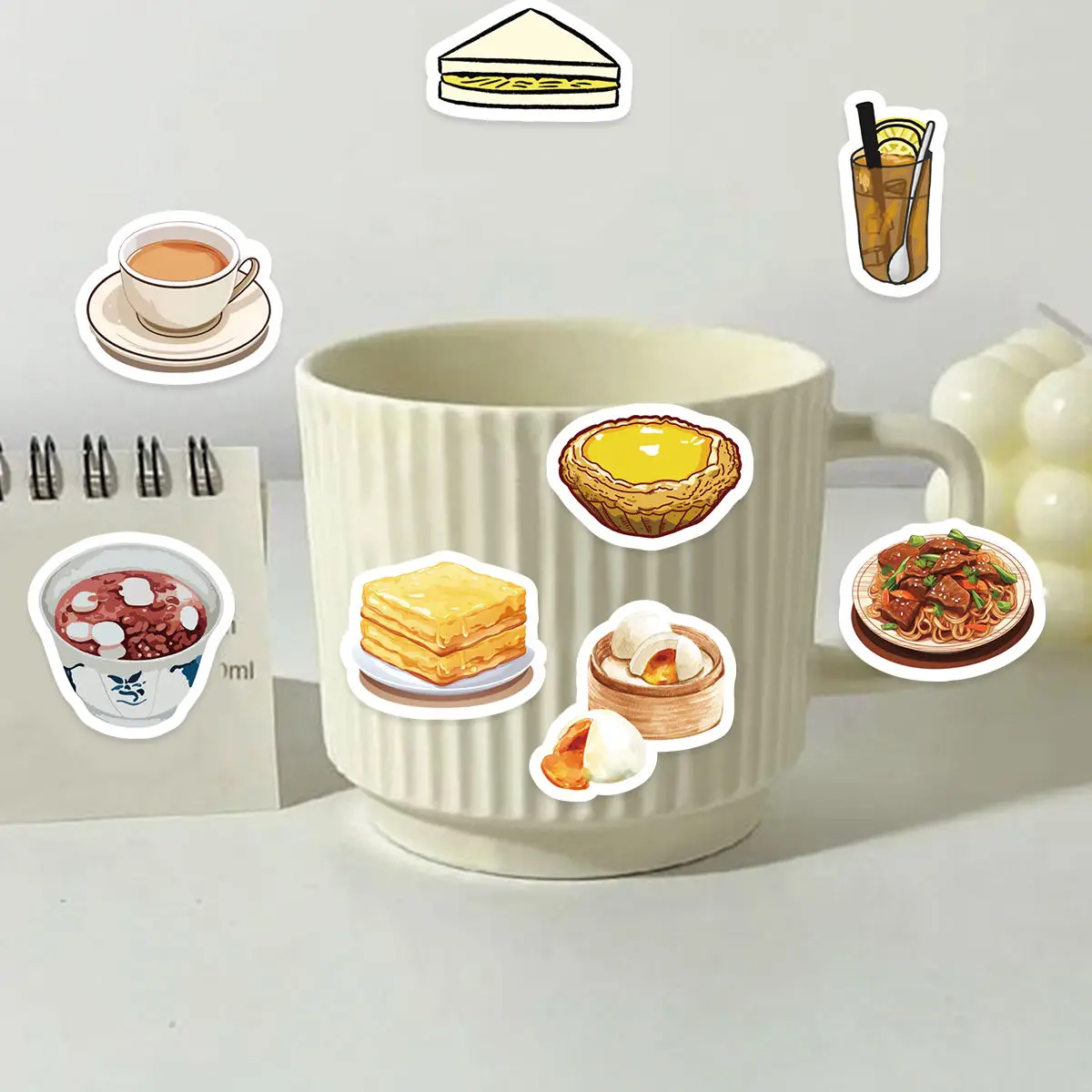 46pcs Rich and Creative Collage of Hong Kong Style Breakfast and Tea Snack Patterns  DIY Stationery,Gift,Decoration Stickers