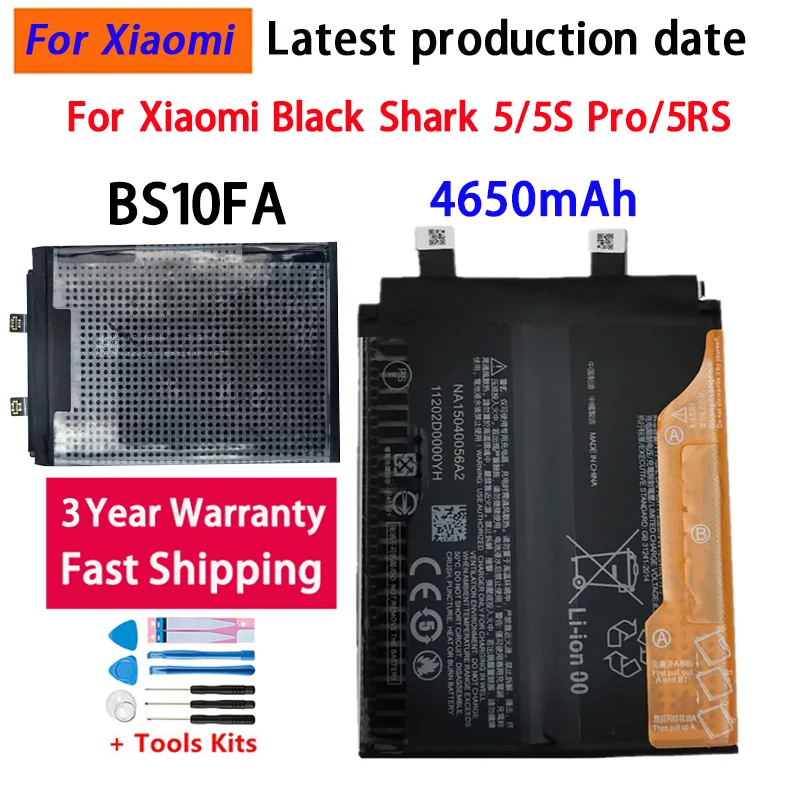 NEW BS10FA 4650mAh Battery For Xiaomi Blackshark Black Shark 5 / 5S Pro / 5RS Phone Replacement Batteries Bateria Batterij+Tools