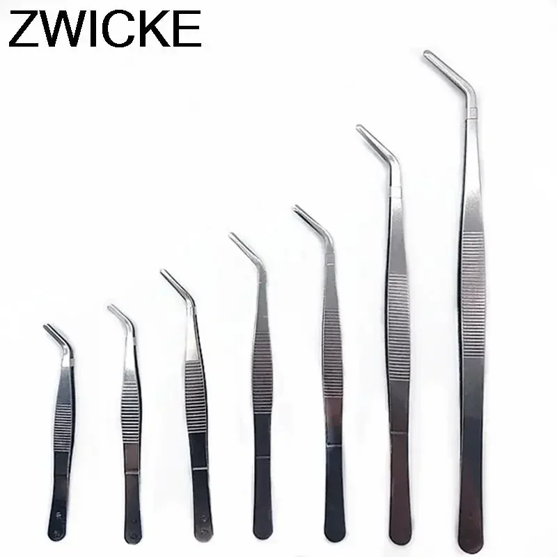 Stainless Steel 12.5cm-30cm Straight Head Elbow Thicken Medical Tools 430 Anti-iodine Medical Tweezers Long Straight Forceps