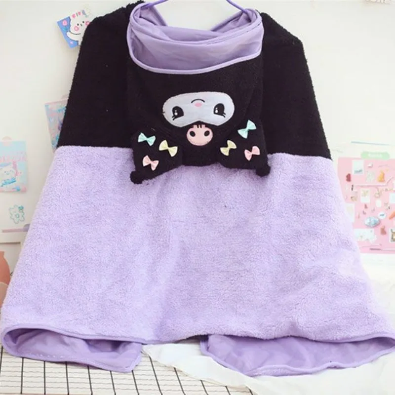 kuromi sweet and cute girly heart creative cartoon fashion high-looking thickened large hooded shawl blanket for men and women