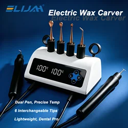 ELIJAH Dental Electric Wax Carving Double Pen With 6 Wax Tips Electrical Appliances Carving And Molding Wax Lab Instrument Tools