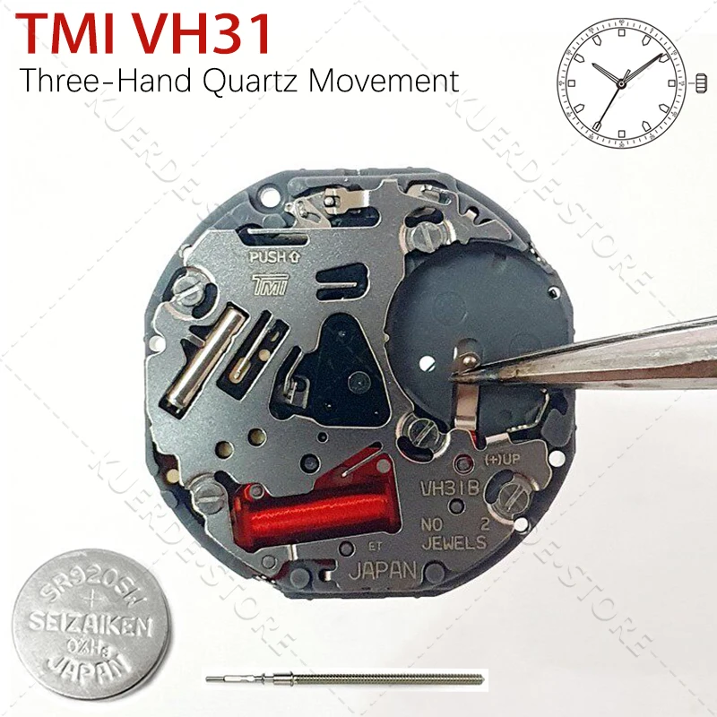 Japan VH31A Sweep Second 3 Hands Quartz Movement TMI Time Module Movement VH31B 110 ½ Ligne Quartz 1/4 Century For Watch Repair