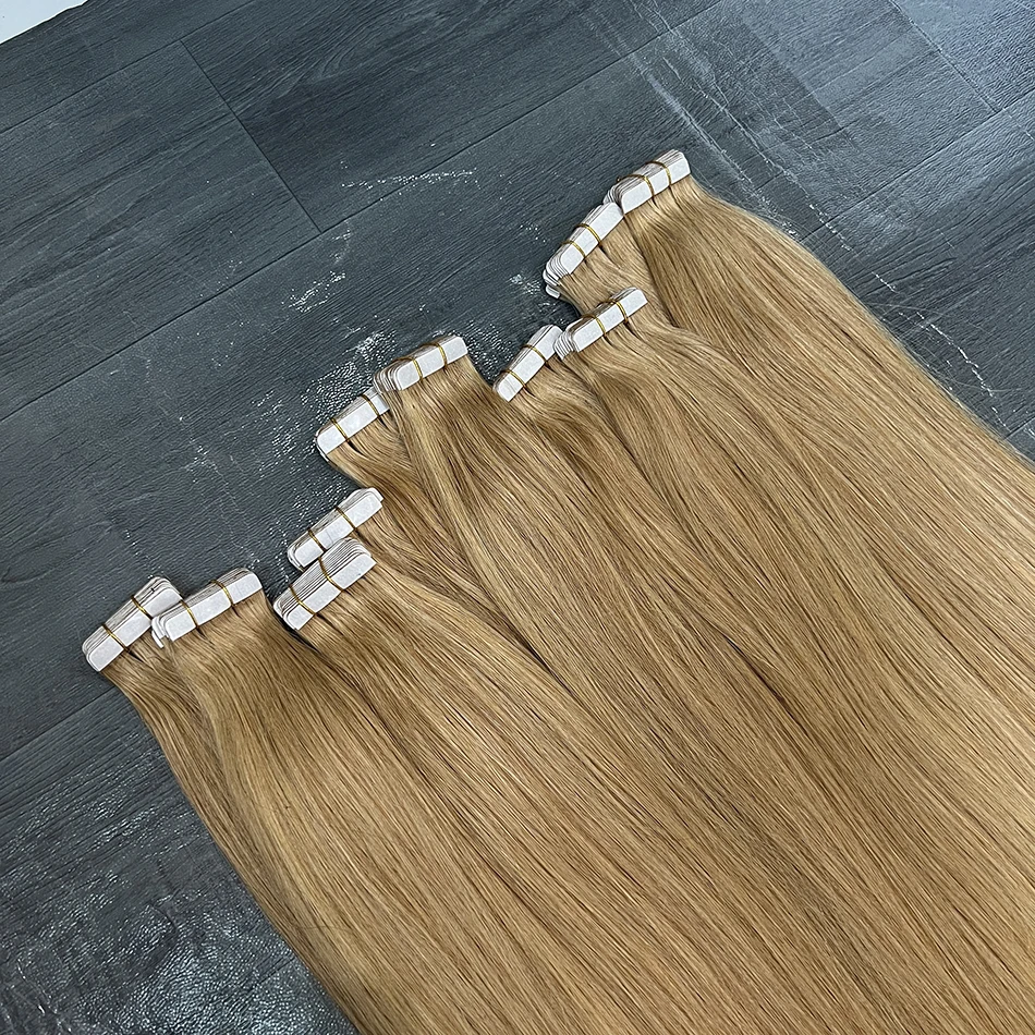 # 27 Nastro in PU invisibile dritto con osso colorato nelle estensioni dei capelli umani al 100% Adesivi per trama della pelle in PU senza soluzione di continuità 100 grammi Tape-Ins Hair