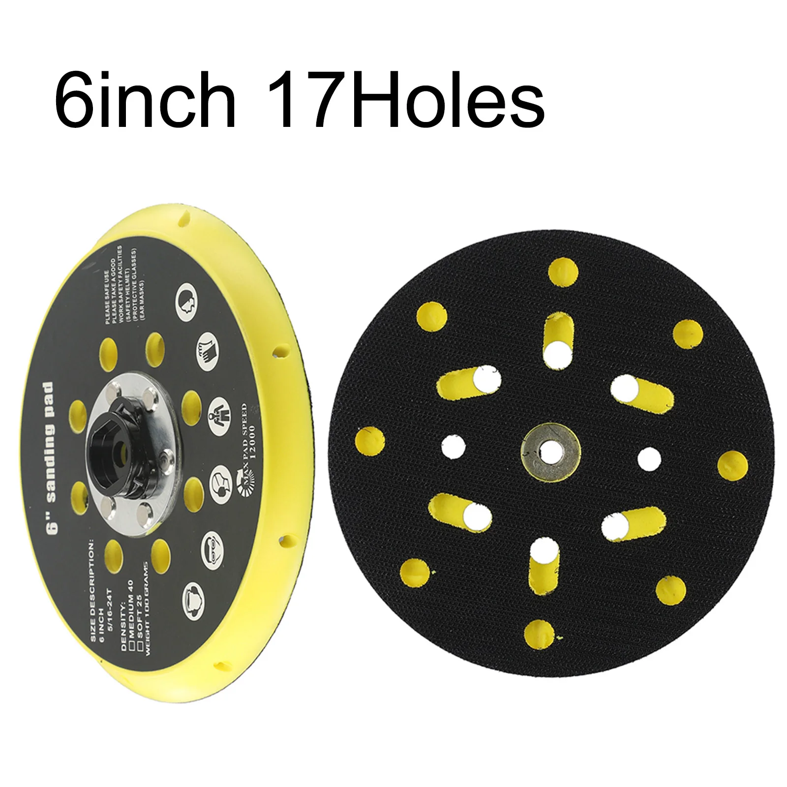 

1PC 6 Inch Black Sander Backing Pad 17 Holes Sanding Disc For Orbital Sander Grinding Pad Replacement Sander Pad Abrasive Tools