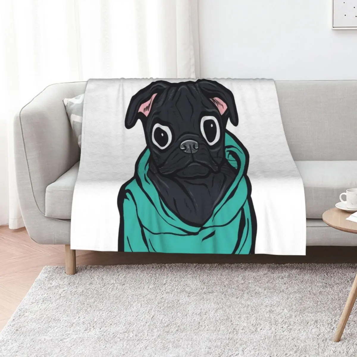 

Black Pug Hoodie Throw Blanket Soft Plush Plaid Plaid Blankets For Sofas Stuffeds Blankets