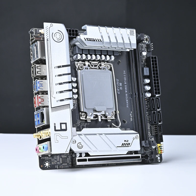 ERYING ITX B760i 게임용 마더보드 ARGB, 와이파이 카드, LGA 1700 지지대 코어, 12, 13, i9, i7, i5, i3, 듀얼 채널 DDR4 메모리, 블랙 