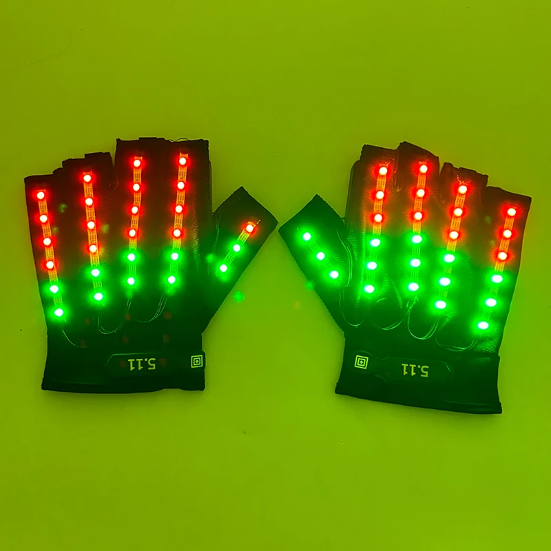 Colorful Gloves Mittens Men Women Performance Dancing Gloves Glow Neon Light Remote Control Flashing Led Gloves