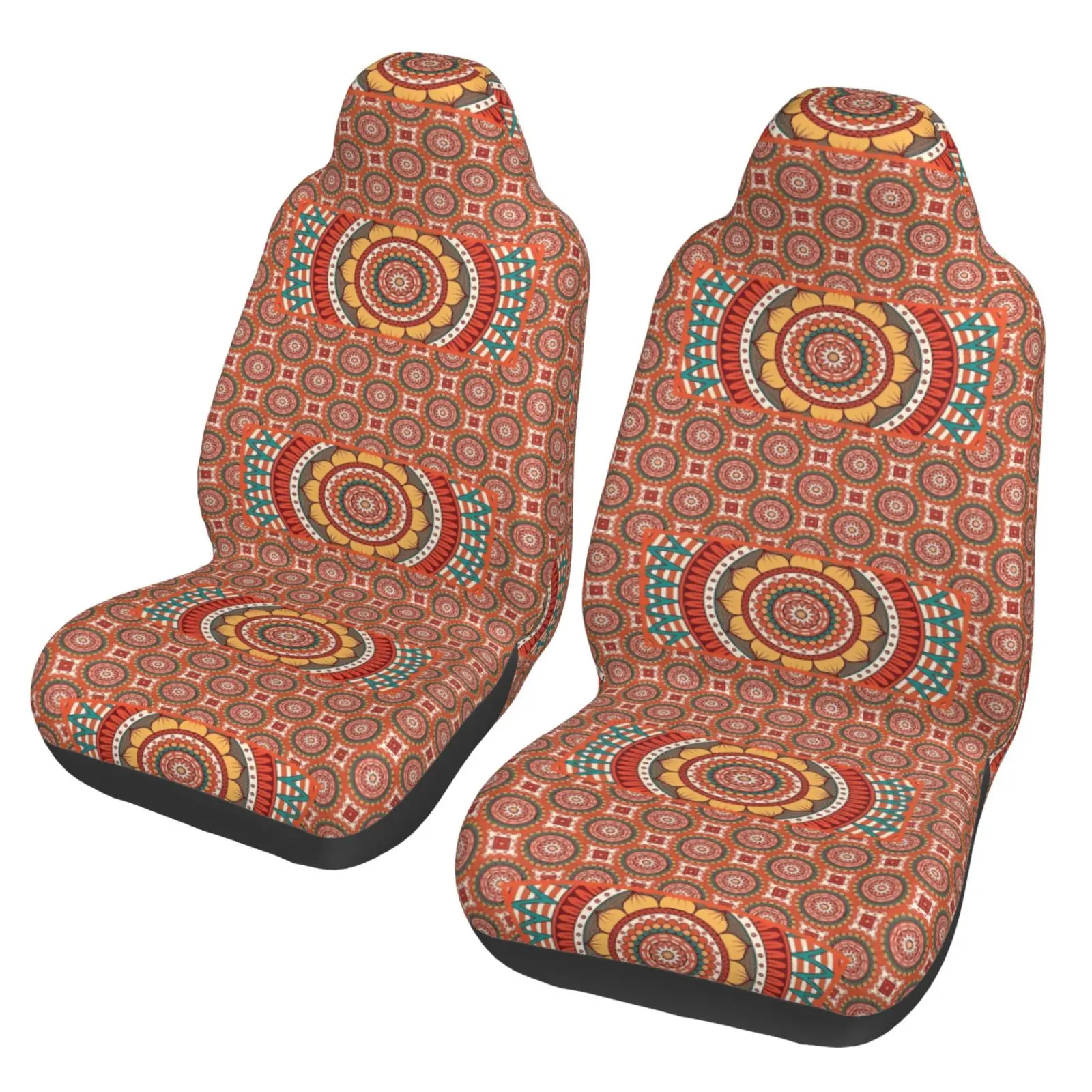 Tribal Vintage Colorful Ethnic Pattern Universal Car Seat Covers Fit Any Car Truck Van SUV Auto Seat Cover Protector 2 Pieces