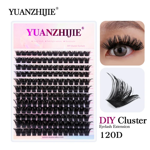 YUANZHIJIE bandeja grande 12 filas pestañas postizas de visón pestañas individuales 8-16mm mezcla de pestañas negras mate naturales pestañas de fibra PBT de Corea