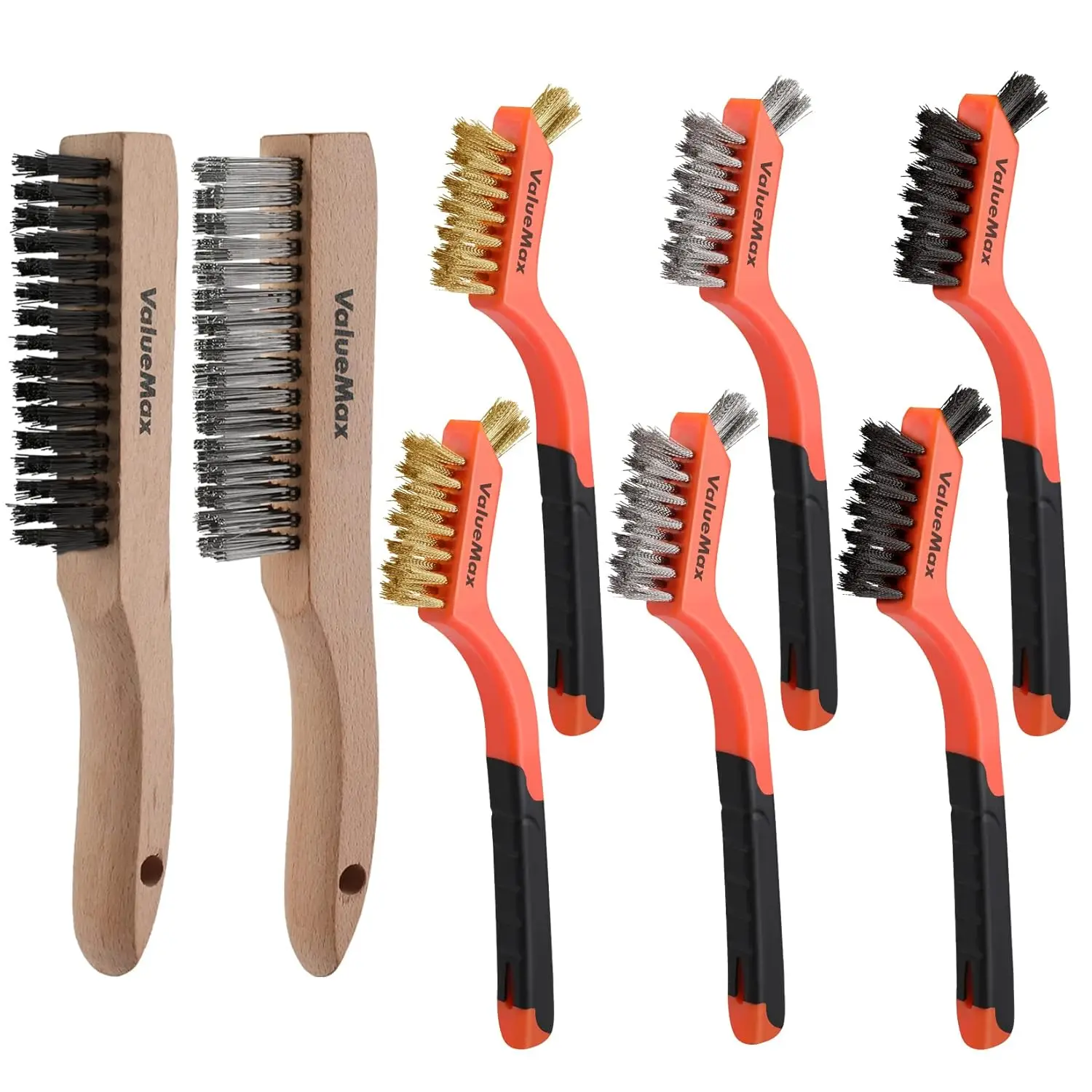 

8Pcs Wire Brush Set: Stainless Steel, Brass, Nylon - Heavy Duty Cleaning for Rust, Paint, Dirt