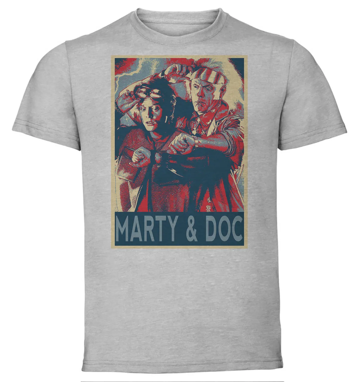 T-Shirt Unisex Grey Propaganda Back to the Future Marty & Doc