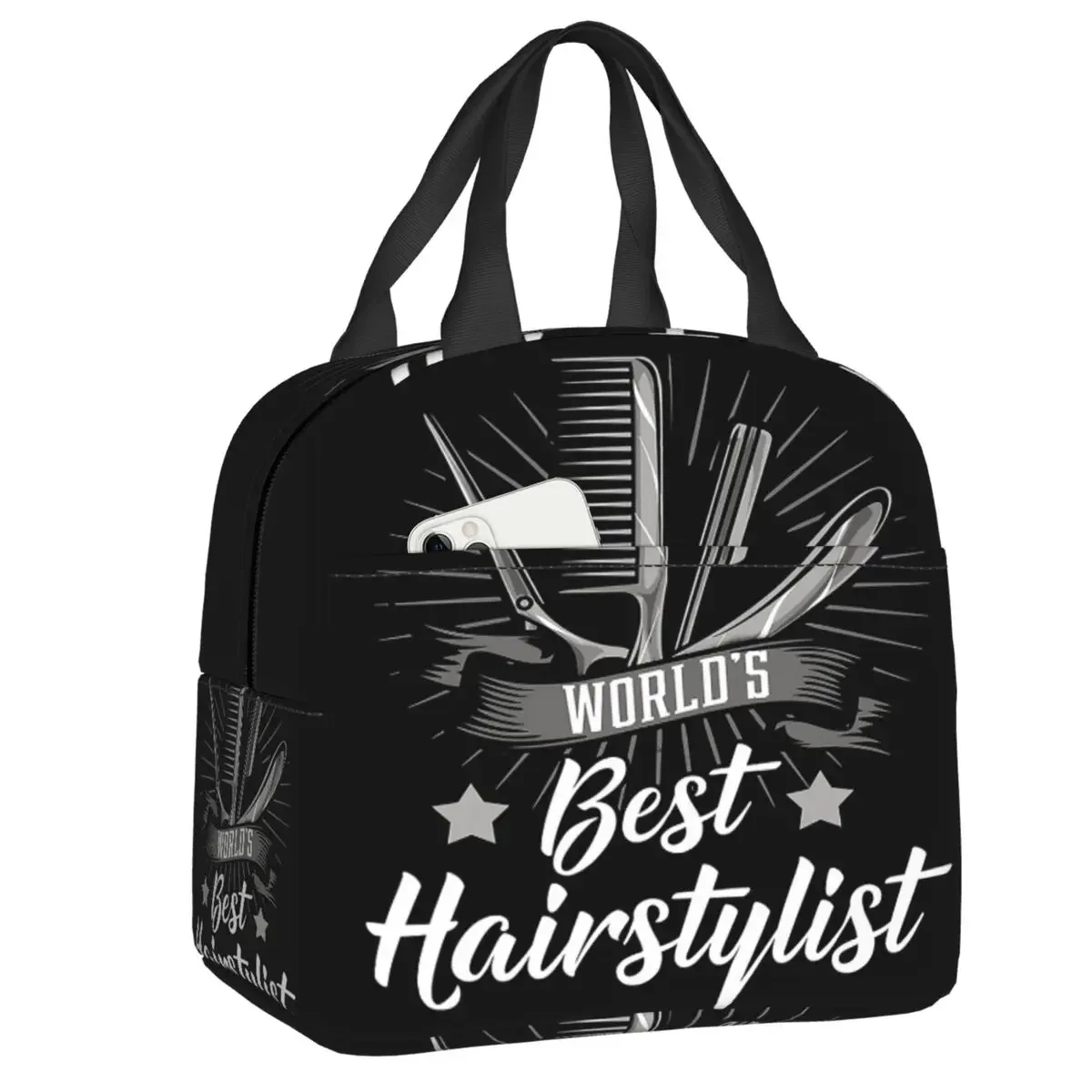 Custom Barber Scissors Comb Hair Stylist Hairstylist Insulated Lunch Bags for Women Thermal Cooler Bento Box School Children