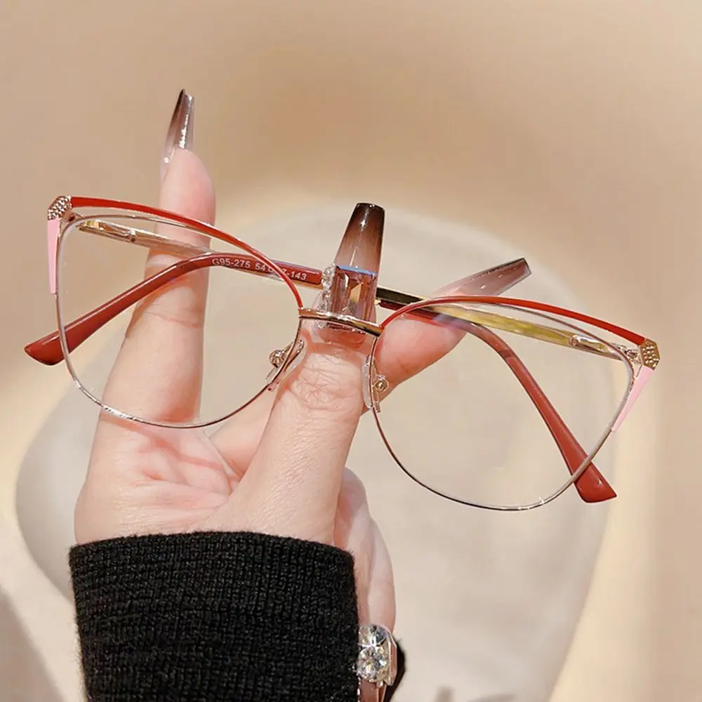 Katzenauge Anti Blaulicht Brille Frauen Männer Designer halben quadratischen Rahmen optische Brille Computer Augenschutz Lesebrille