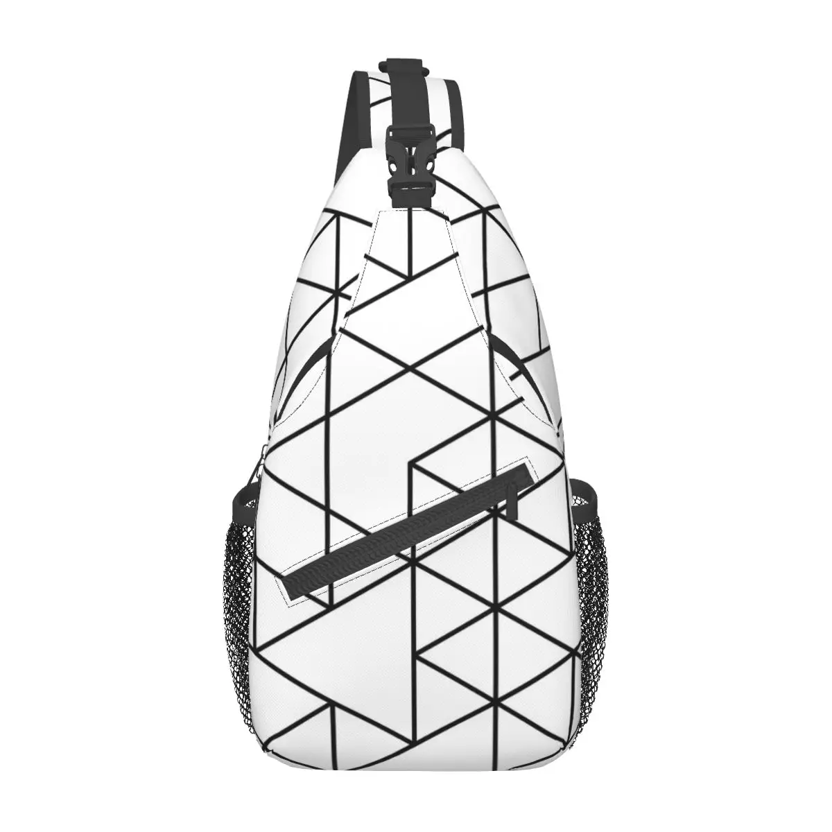 Triangles Black White Sling Bag Chest Crossbody Shoulder Backpack Outdoor Sports Daypacks Modern Scandinavian Men Women Pack