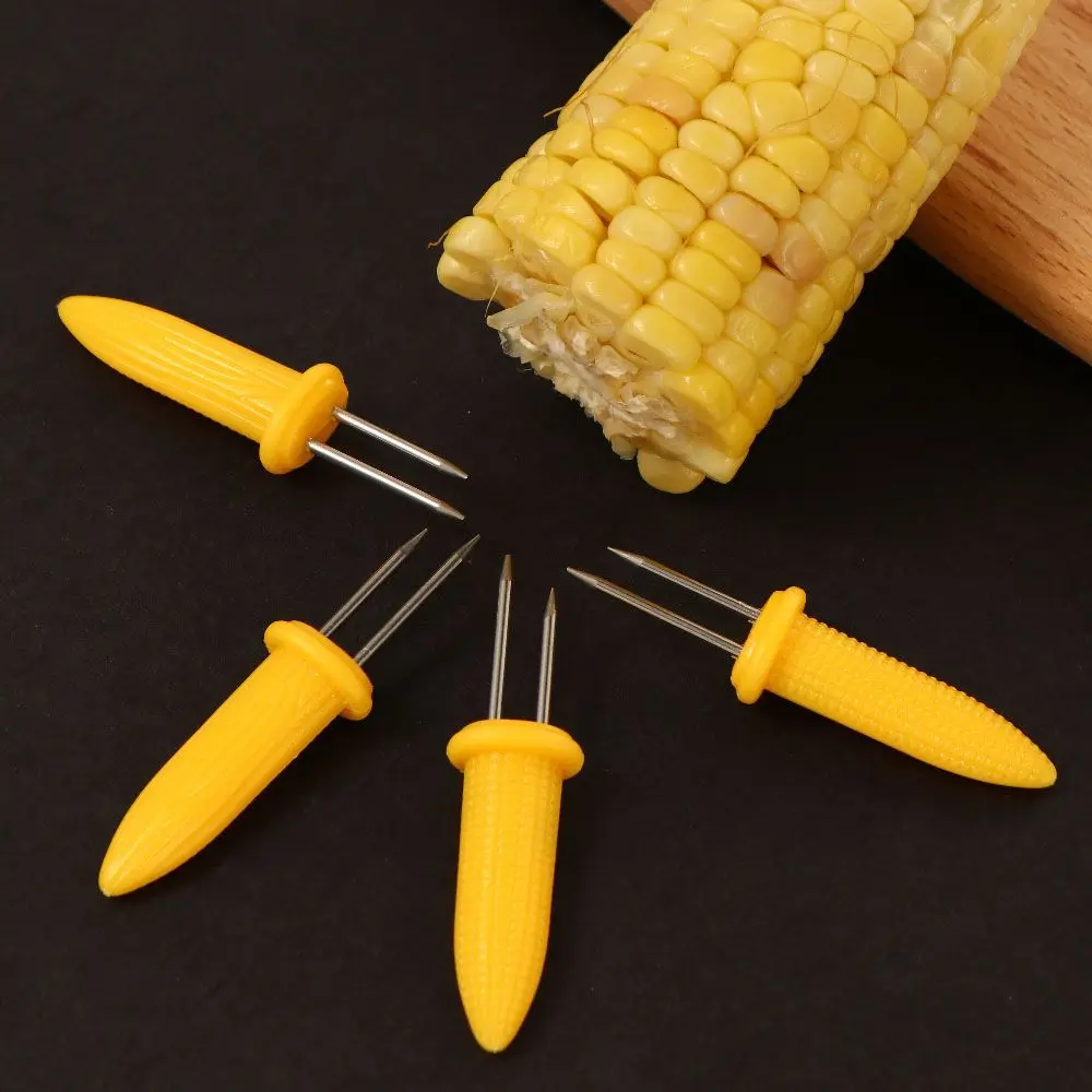 

Stainless Steel Sweetcorn Kitchen Gadget BBQ Supplies Fruit Forks Dessert Corn Skewer Grilling Fork BBQ Prong Set Corn Holder