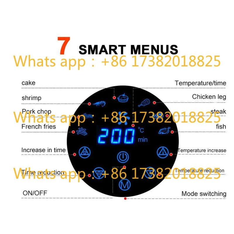 1300W 2.6L Basket Digital Touch Control Multi-functional Electric Power Non Stick Air Fryer