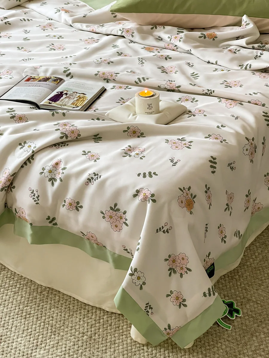 Pastoral floral small fresh Tencel summer cool quilt soybean quilt washable