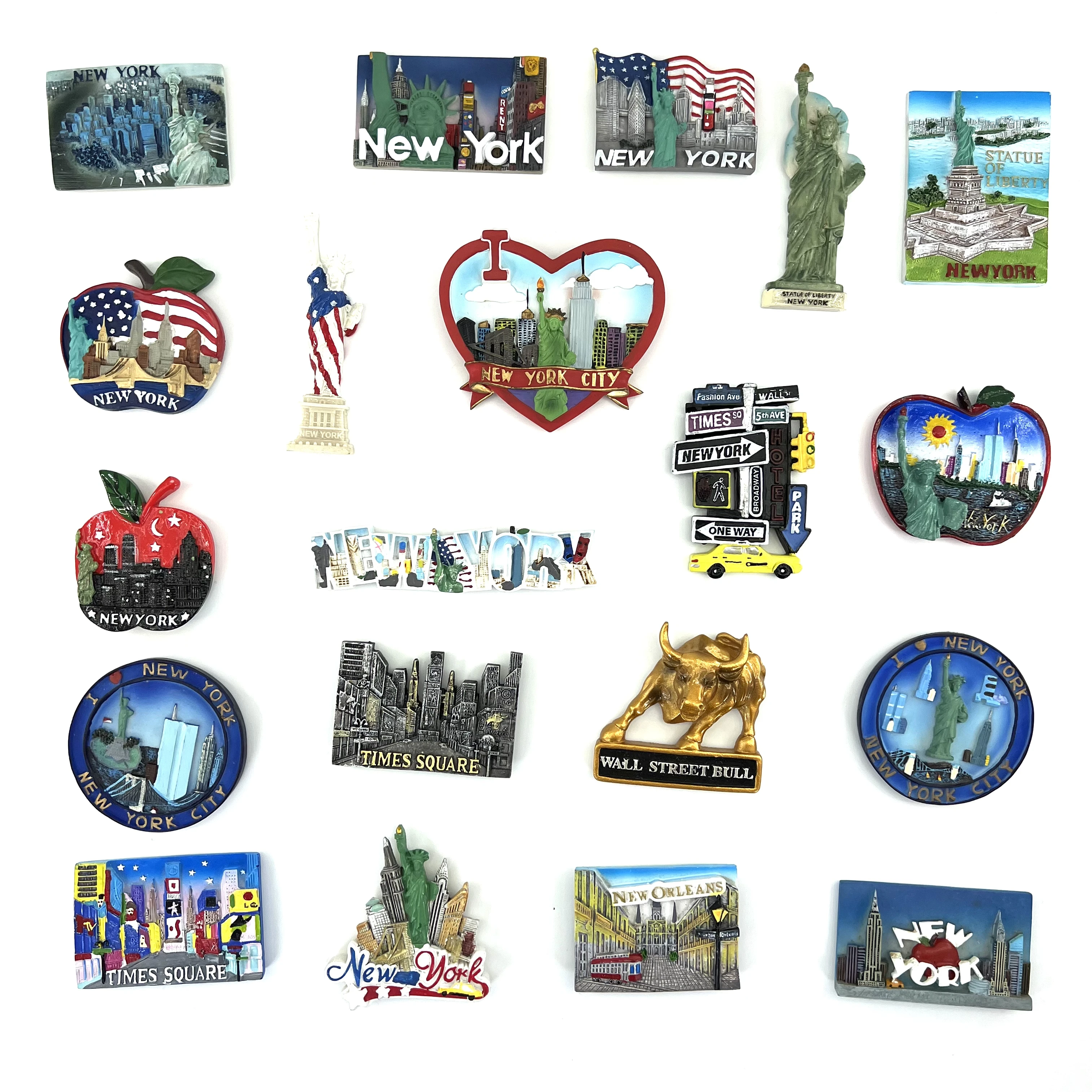 

USA New York Fridge Magnets Statue of Liberty, Manhattan, Times Square, Wall Street Tourist Souvenirs 3D Resin Magnetic