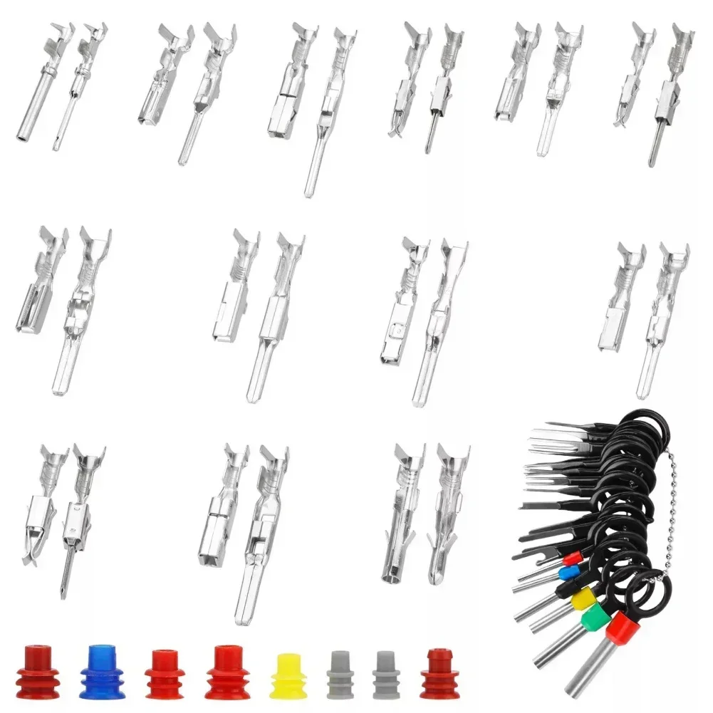 518Pcs Automotive Electrical Connector Pins Kit Terminal Removal Tool Wire Seals Electrical Connector Pins Kit Terminal Removal