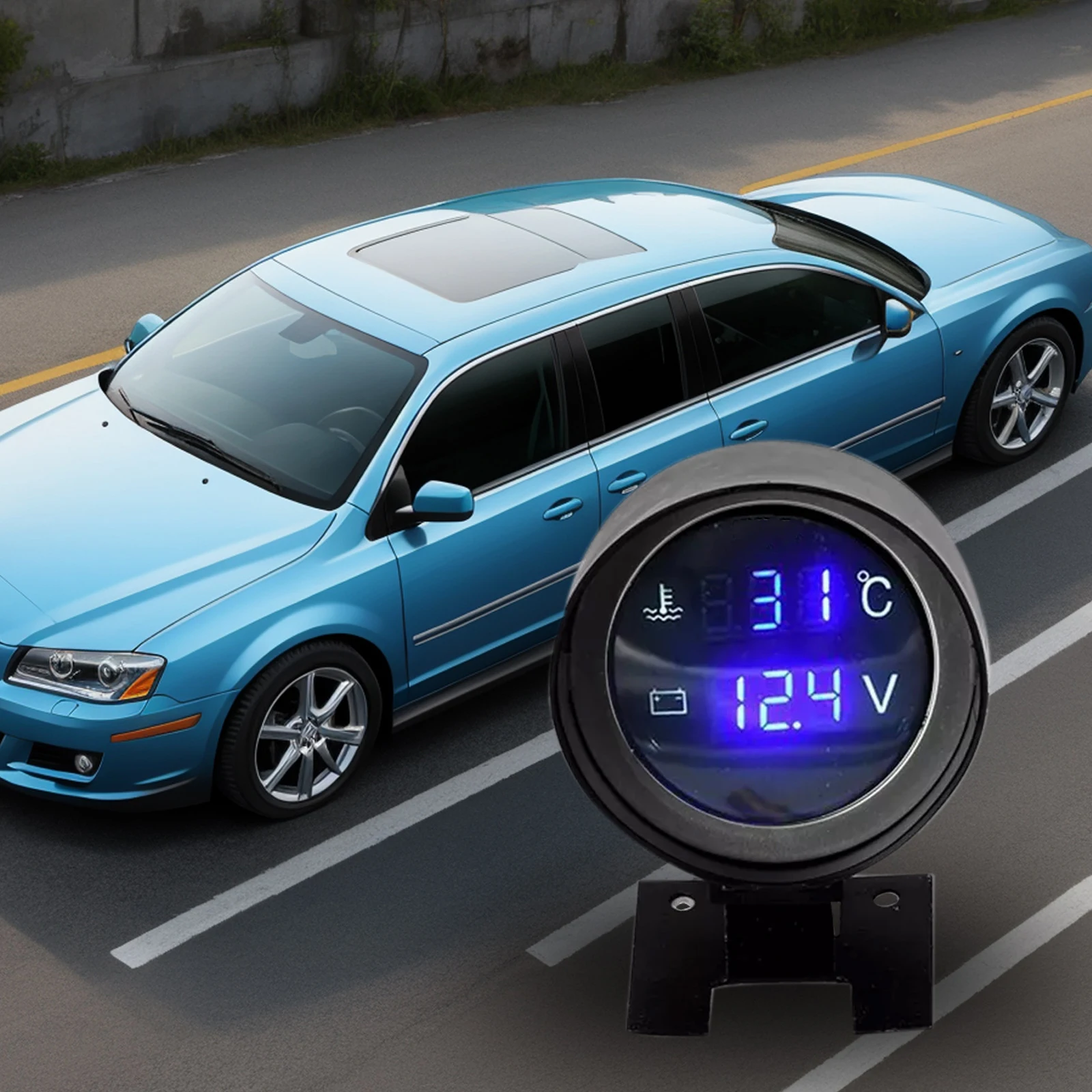 

12V 24V Automotive Voltage Meter Water Temp Gauge Clear Display Accurate Measurement Suitable Cars Trucks SUVs Motorcycle