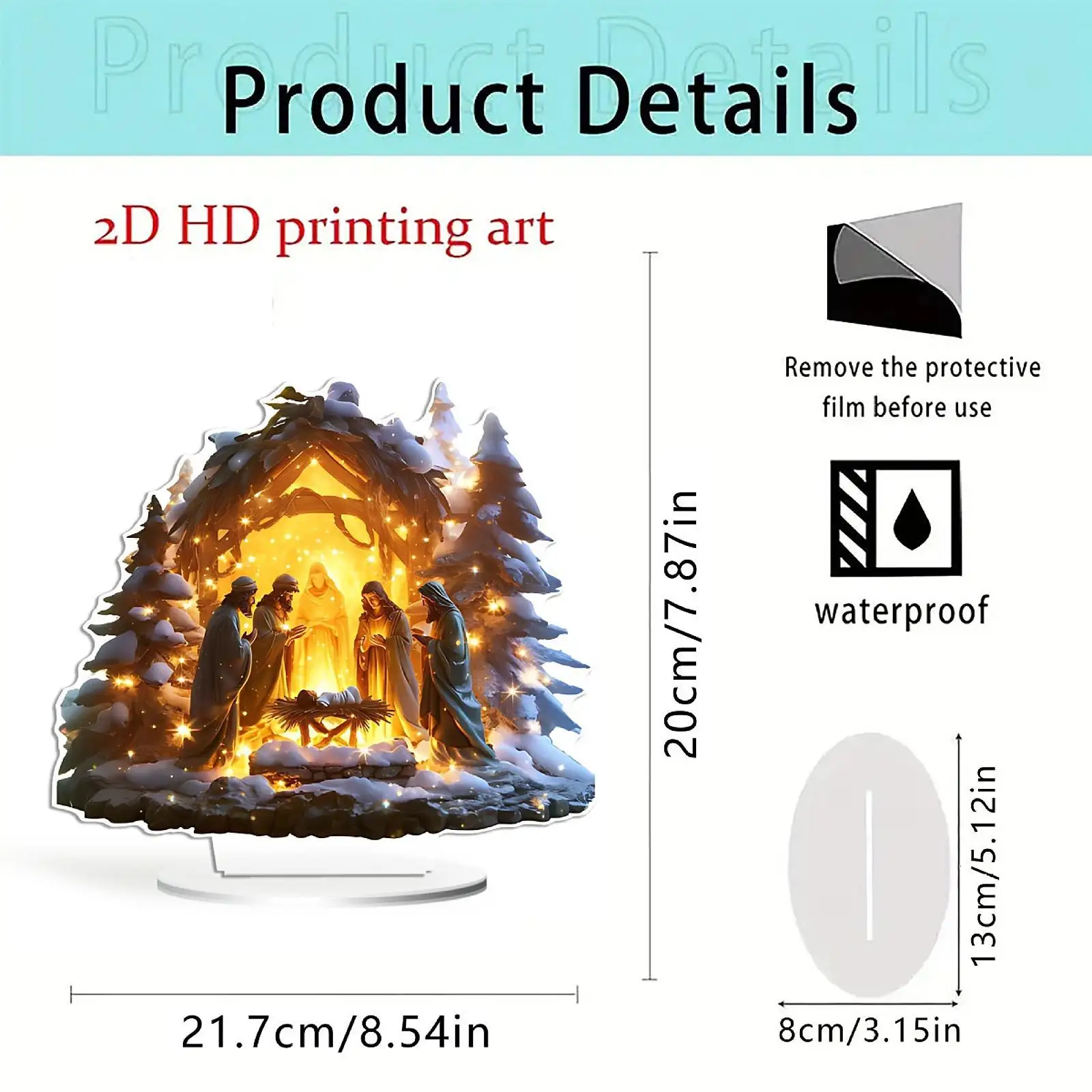 عيد الميلاد مشهد المهد تمثال تمثال أكريليك هدية دينية تحصيل محور العائلة المقدسة الجدول زخرفة للرف