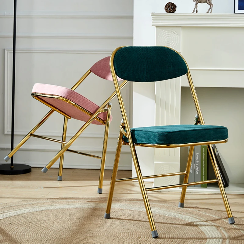 Retro Corduroy Dining Chairs Kitchen Furniture Backrest Chair Neoclassical  Creative Dining Room Folding Chair Comfortable